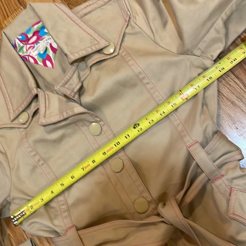 NEW Vintage Khaki Y2K Tommy Hilfiger Jeans  Cotton Tan Trench Coat Snap closur…